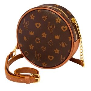 Brown Status Icons Round Crossbody Bag - NWT